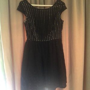 Black eyelet dress with nude underlay